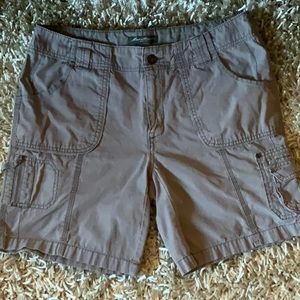 Olive colored cargo shorts, Eddie Bauer, size 12